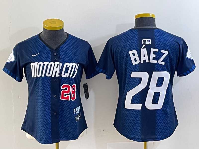 Womens Detroit Tigers #28 Javier Baez 2024 Navy City Connect Cool Base Limited Stitched Jerseys->mlb womens jerseys->MLB Jersey
